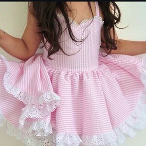 Easter Seersucker Frilly Dress